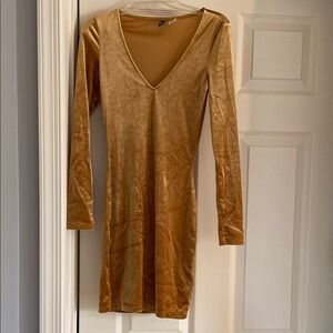 Elegant Gold Velvet Dress